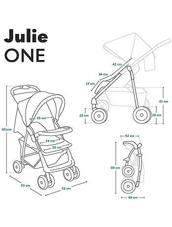 Cochecito compacto LIONELO Julie One - Hasta 22 kg - Ligero y plegable - Accesorios