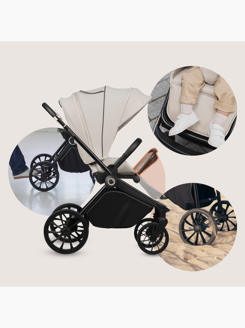 Cochecito compacto LIONELO Mika Plus - Hasta 22 kg - Ligero y plegable - Accesorios Beige - Kiabi