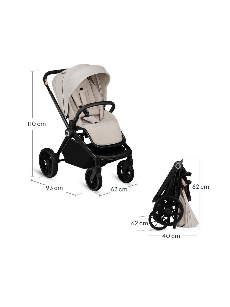 Cochecito compacto LIONELO Mika Plus - Hasta 22 kg - Ligero y plegable - Accesorios Beige - Kiabi