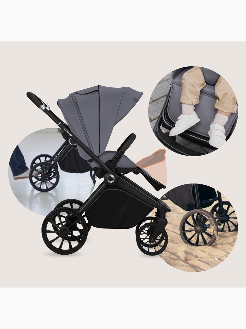 Cochecito compacto LIONELO Mika Plus - Hasta 22 kg - Ligero y plegable - Accesorios Gris - Kiabi
