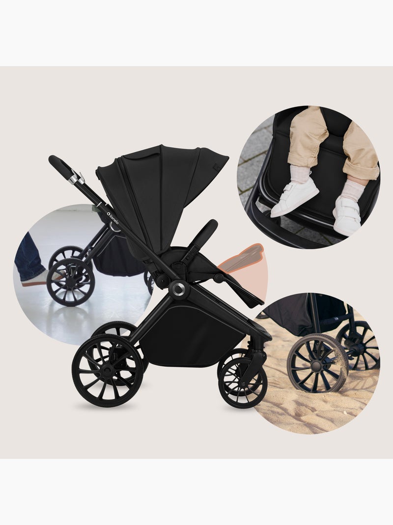 Cochecito compacto LIONELO Mika Plus - Hasta 22 kg - Ligero y plegable - Accesorios Negro - Kiabi