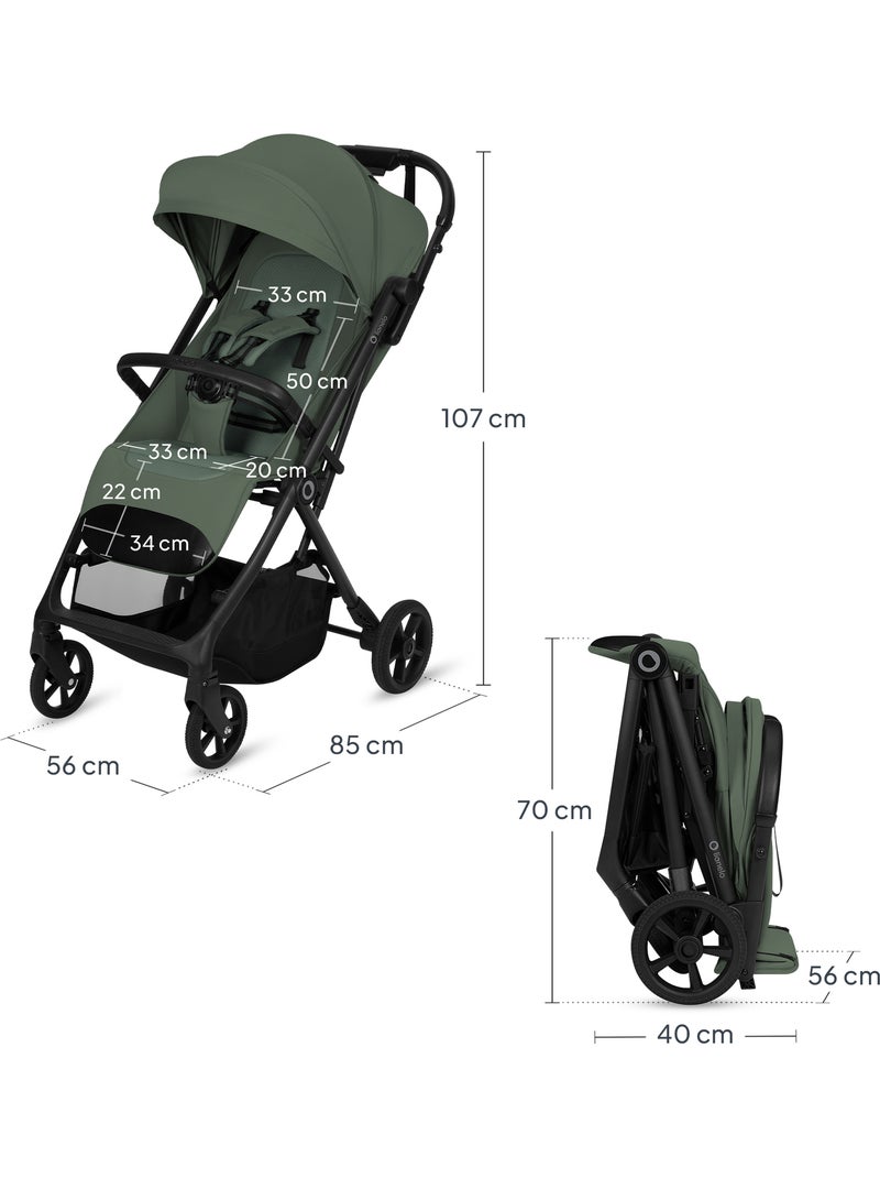Cochecito compacto LIONELO Tansi - Amortiguación - Ligero - Plegable con una sola mano - Mosquitera Verde - Kiabi