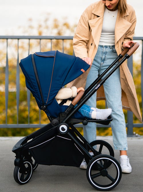 Cochecito de bebé 2 en 1 - LIONELO Mika - Incluye capazo y accesorios - Ruedas grandes - Azul - Kiabi