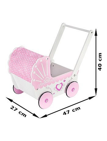 Cochecito de muñecas madera rosa andador Mamabrum