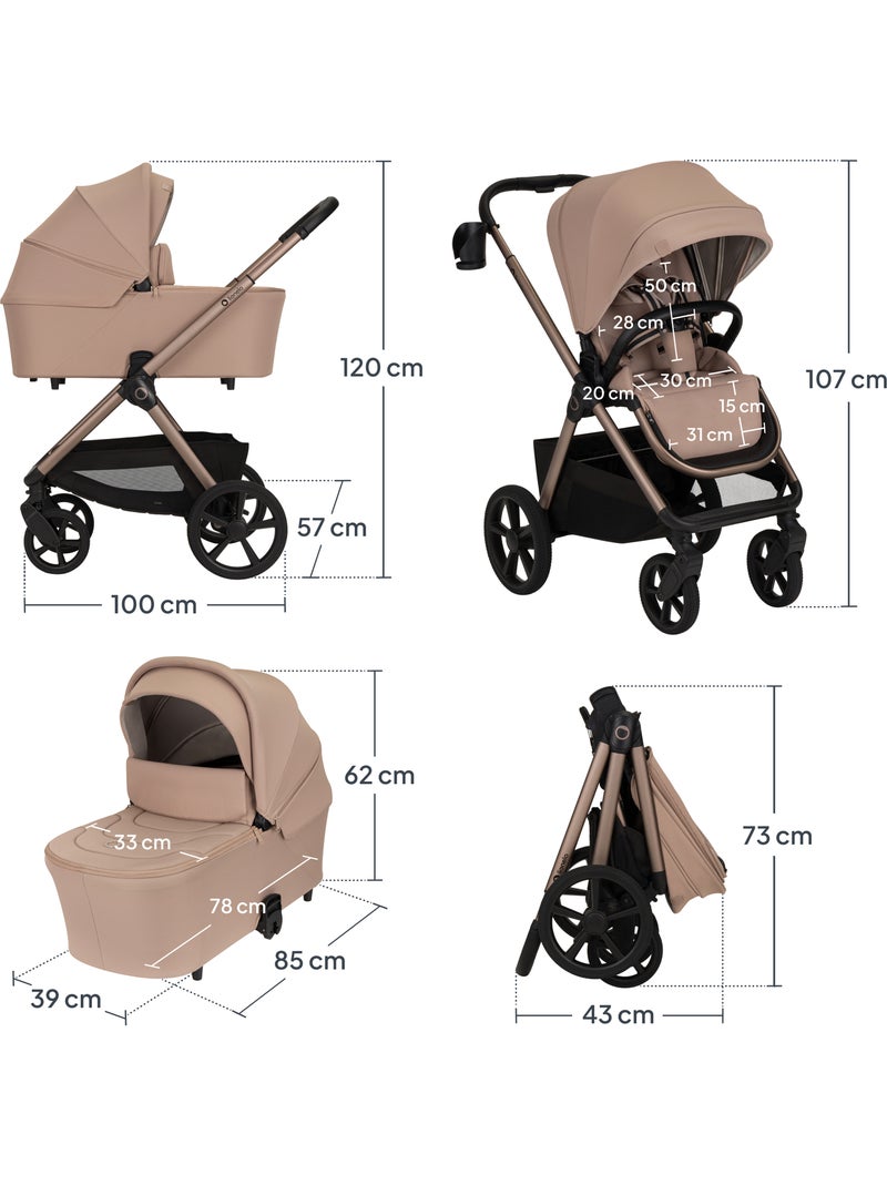 Cochecito dúo LIONELO Carmine - Hasta 22 kg - Pack de cochecito, capazo y accesorios Beige - Kiabi