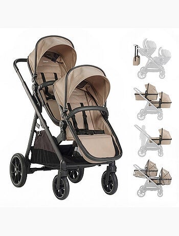 Cochecito gemelar 2en1 Duo, también apto como cochecito para hermanos – babyGo