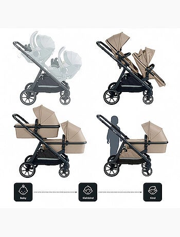 Cochecito gemelar 2en1 Duo, también apto como cochecito para hermanos – babyGo