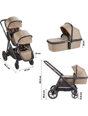 Cochecito gemelar 2en1 Duo, también apto como cochecito para hermanos – babyGo