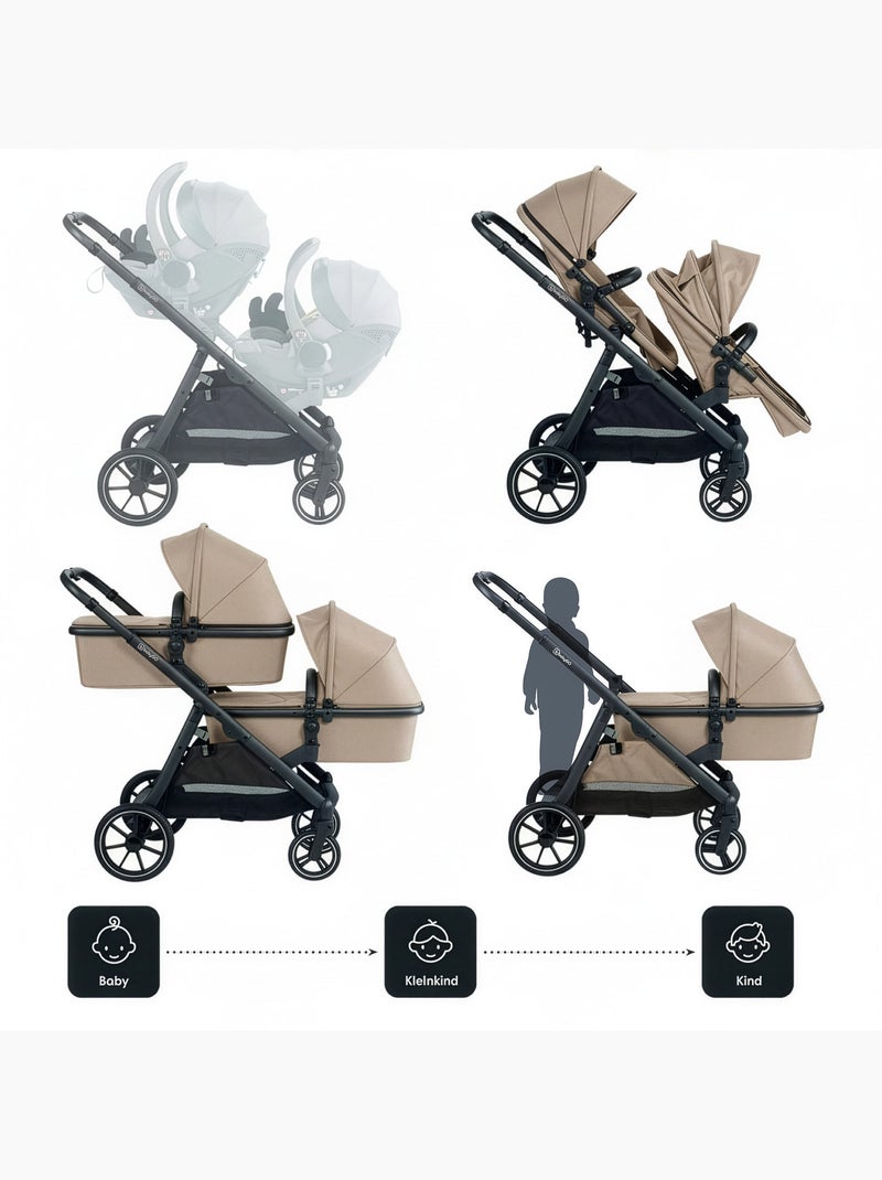 Cochecito gemelar 2en1 Duo, también apto como cochecito para hermanos – babyGo Beige - Kiabi