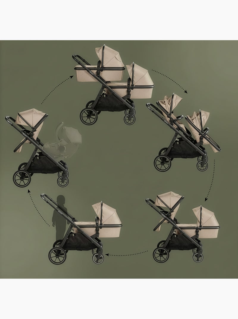 Cochecito gemelar 2en1 Duo, también apto como cochecito para hermanos – babyGo Beige - Kiabi