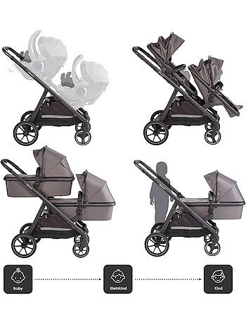Cochecito gemelar 2en1 Duo, también apto como cochecito para hermanos – babyGo