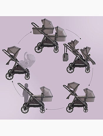 Cochecito gemelar 2en1 Duo, también apto como cochecito para hermanos – babyGo