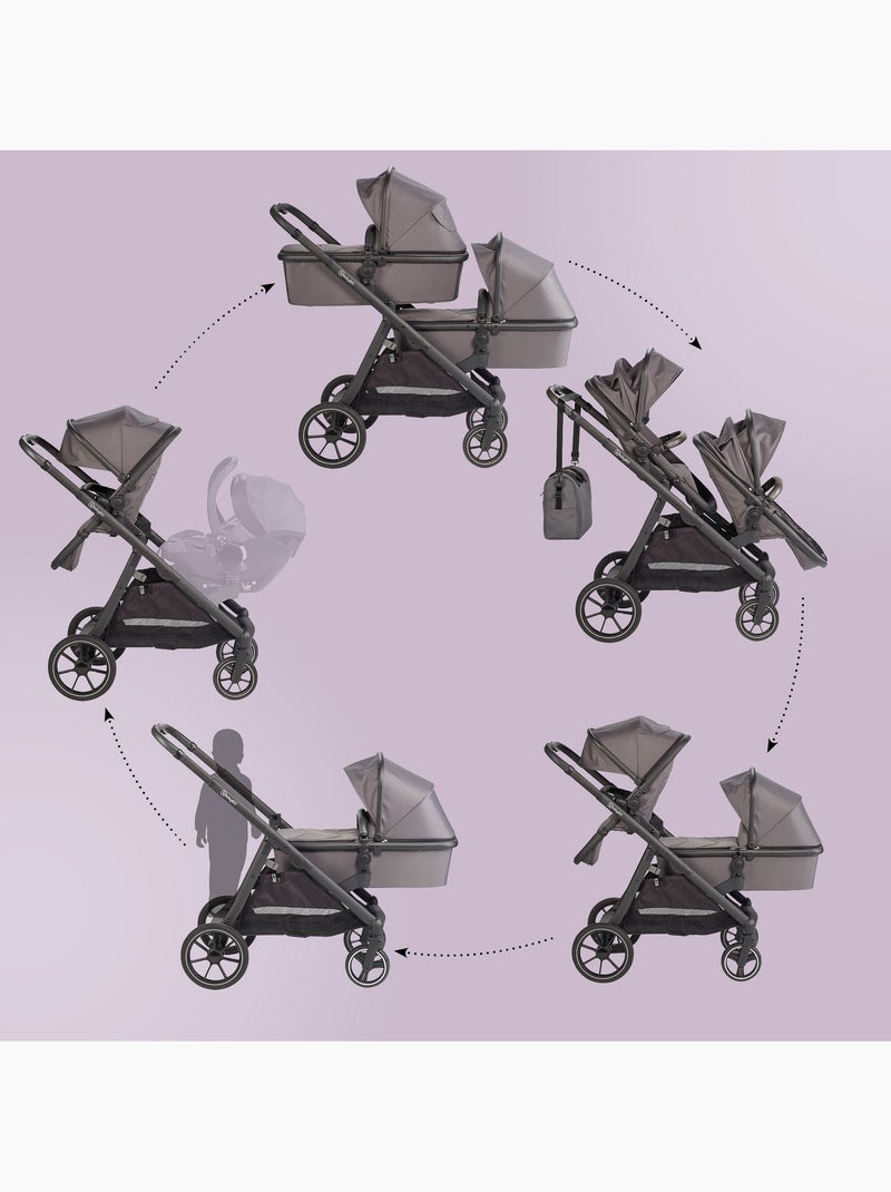 Cochecito gemelar 2en1 Duo, también apto como cochecito para hermanos – babyGo Gris negro - Kiabi