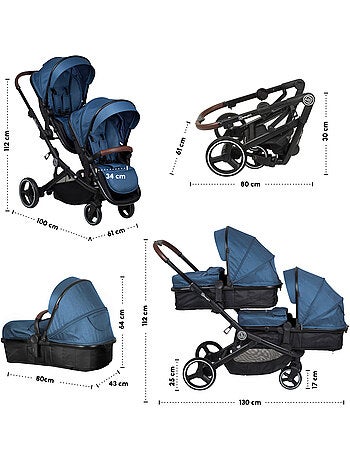 Cochecito gemelar 2en1 Twinner, también apto como cochecito para hermanos – babyGo
