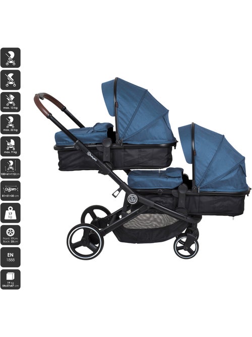 Cochecito gemelar 2en1 Twinner, también apto como cochecito para hermanos – babyGo - Kiabi Cochecito gemelar 2en1 Twinner, también apto como cochecito para hermanos – babyGo - Kiabi