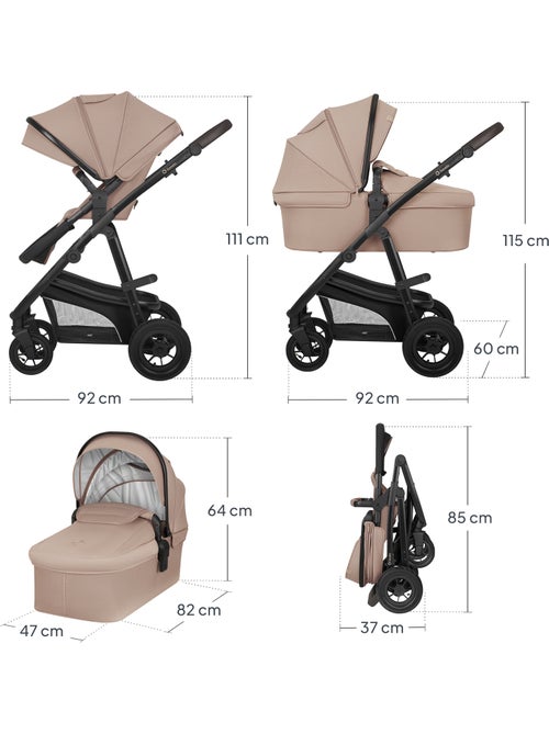 Cochecito LIONELO Bianka 4 en 1 - Cochecito + Capazo + Silla de Auto + Base ISOFIX 180° - Kiabi