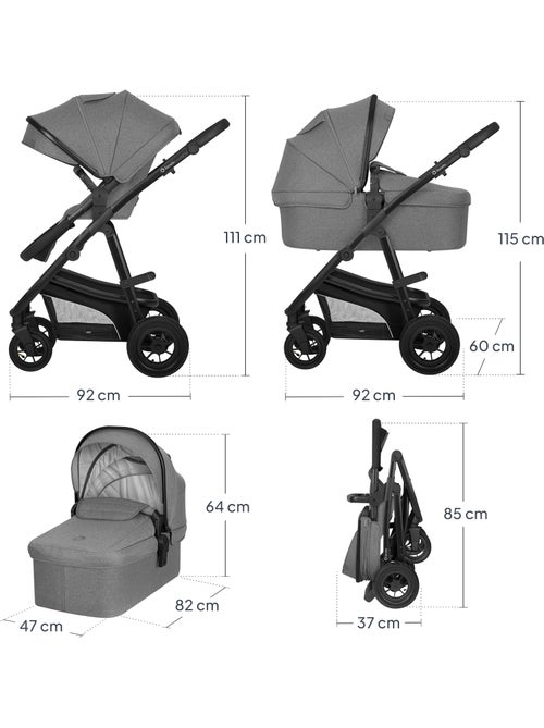 Cochecito LIONELO Bianka 4 en 1 - Cochecito + Capazo + Silla de Auto + Base ISOFIX 180? - Kiabi Cochecito LIONELO Bianka 4 en 1 - Cochecito + Capazo + Silla de Auto + Base ISOFIX 180? - Kiabi