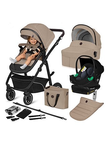 Cochecito LIONELO Bianka 4 en 1 - Cochecito + Capazo + Silla de Auto + Base ISOFIX