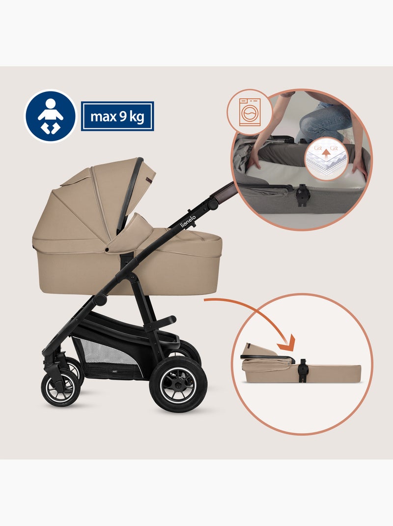Cochecito LIONELO Bianka 4 en 1 - Cochecito + Capazo + Silla de Auto + Base ISOFIX Beige - Kiabi