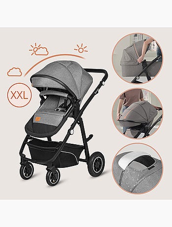 Cochecito LIONELO Bianka 4 en 1 - Cochecito + Capazo + Silla de Auto + Base ISOFIX