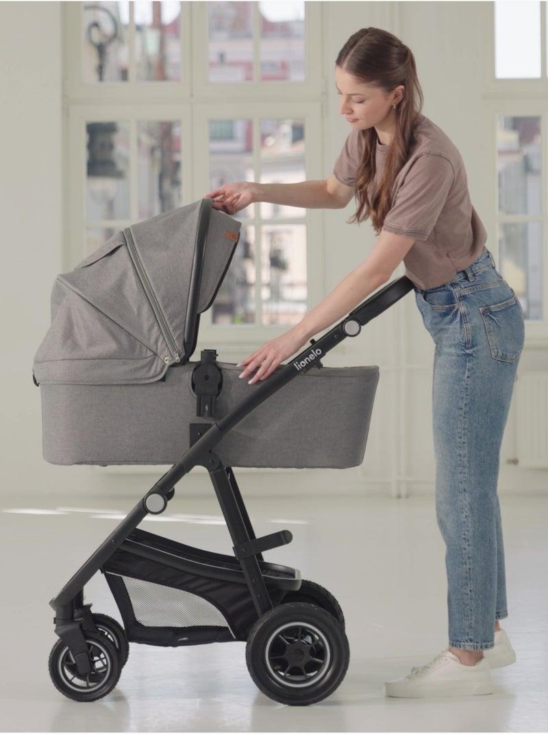 Cochecito LIONELO Bianka 4 en 1 - Cochecito + Capazo + Silla de Auto + Base ISOFIX Gris - Kiabi
