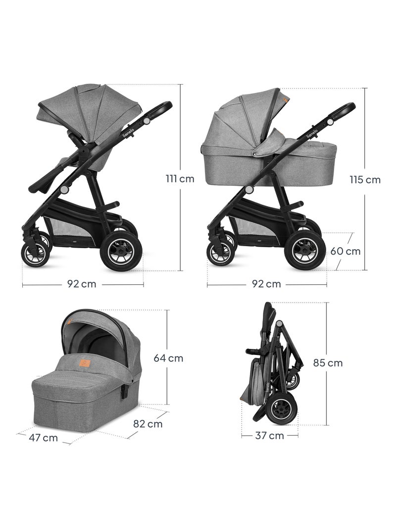 Cochecito LIONELO Bianka 4 en 1 - Cochecito + Capazo + Silla de Auto + Base ISOFIX Gris - Kiabi