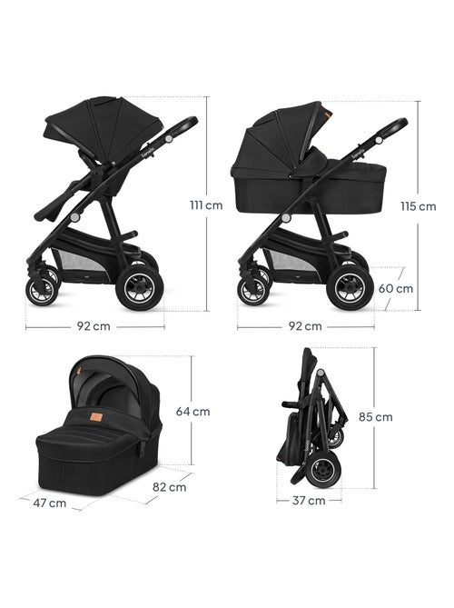 Cochecito LIONELO Bianka 4 en 1 - Cochecito + Capazo + Silla de Auto + Base ISOFIX - Kiabi