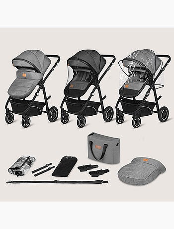 Cochecito LIONELO Bianka Trio - Hasta 22 kg - Pack cochecito, capazo, silla de auto y accesorios