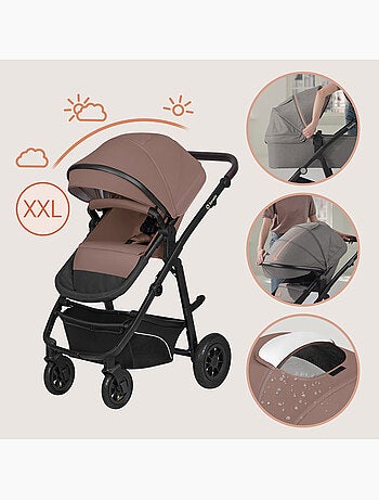 Cochecito LIONELO Bianka Trio - Hasta 22 kg - Pack cochecito, capazo, silla de auto y accesorios