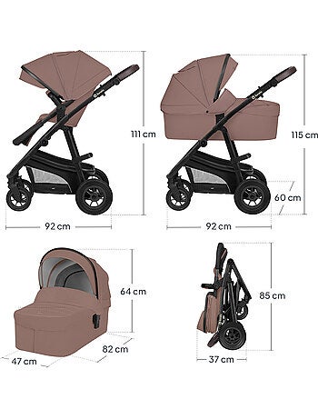 Cochecito LIONELO Bianka Trio - Hasta 22 kg - Pack cochecito, capazo, silla de auto y accesorios
