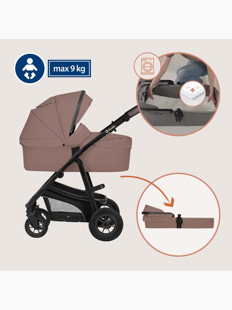 Cochecito LIONELO Bianka Trio - Hasta 22 kg - Pack cochecito, capazo, silla de auto y accesorios Marrón - Kiabi