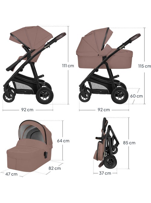 Cochecito LIONELO Bianka Trio - Hasta 22 kg - Pack cochecito, capazo, silla de auto y accesorios - Kiabi