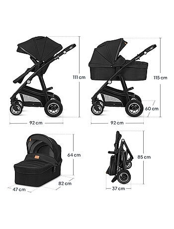 Cochecito LIONELO Bianka Trio - Hasta 22 kg - Pack cochecito, capazo, silla de auto y accesorios