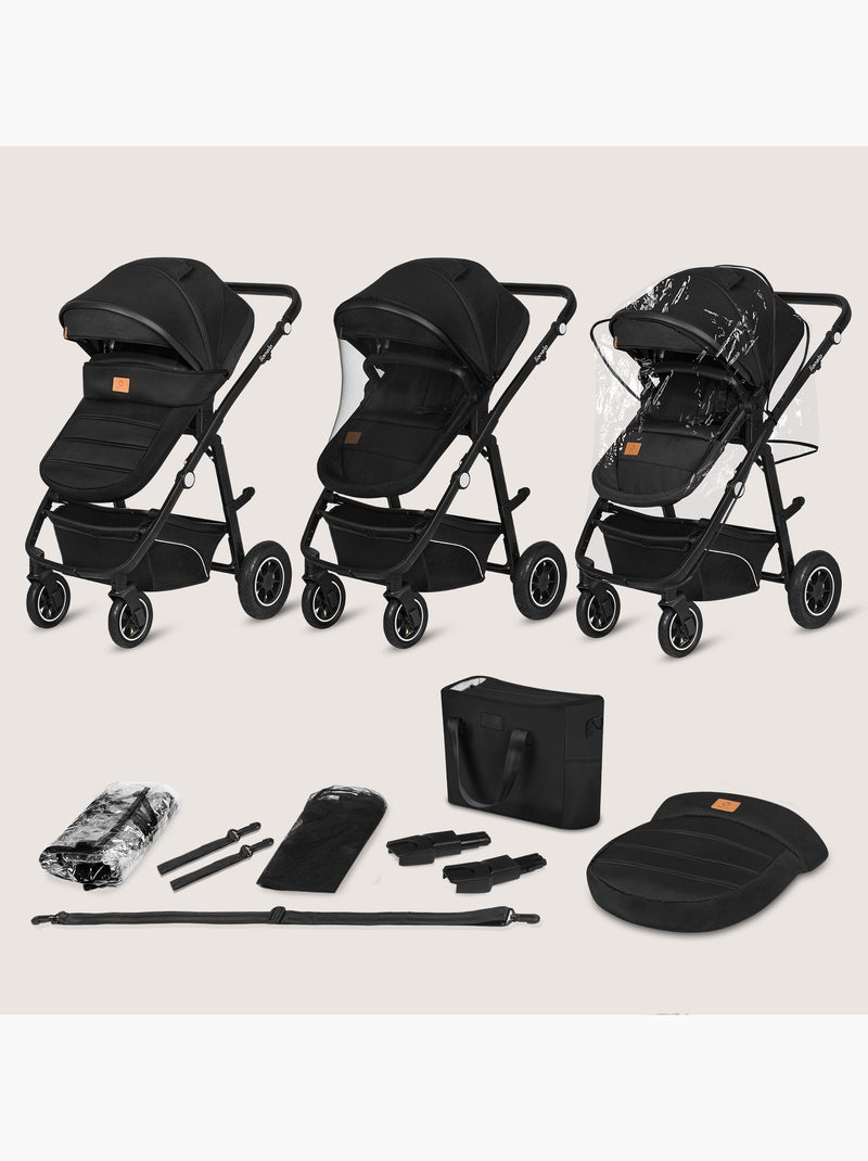 Cochecito LIONELO Bianka Trio - Hasta 22 kg - Pack cochecito, capazo, silla de auto y accesorios Negro - Kiabi
