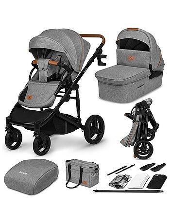 Cochecito Lionelo Mari Tour 2 en 1 - Ruedas grandes - Protector de lluvia y más