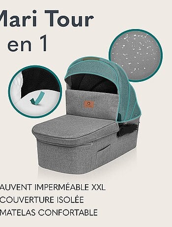 Cochecito Lionelo Mari Tour 2 en 1 - Ruedas grandes - Protector de lluvia y más