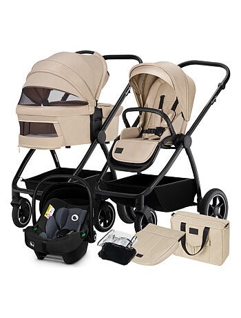Cochecito LIONELO Meril 3 en 1: Pack de cochecito, capazo, silla de auto, bolso y accesorios