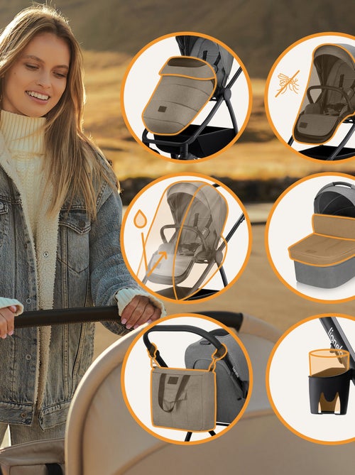 Cochecito LIONELO Meril 3 en 1: Pack de cochecito, capazo, silla de auto, bolso y accesorios - Kiabi