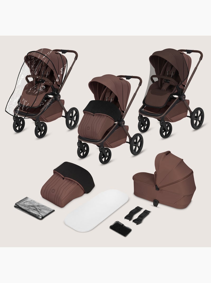 Cochecito multifunción 3 en 1 Lionelo Freya – Capazo – Silla y Silla de coche Astrid i-Size Marrón chocolate - Kiabi