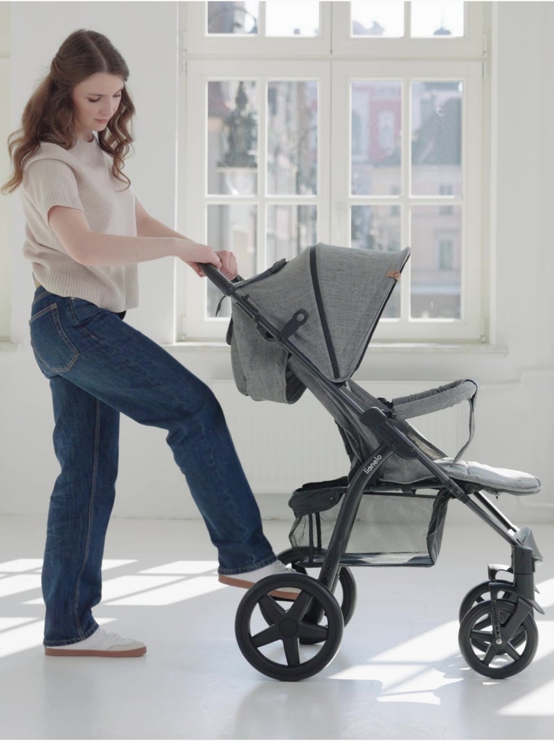 Cochecito todoterreno LIONELO Annet Plus - Hasta 22 kg - Ruedas grandes - Accesorios Gris oscuro - Kiabi