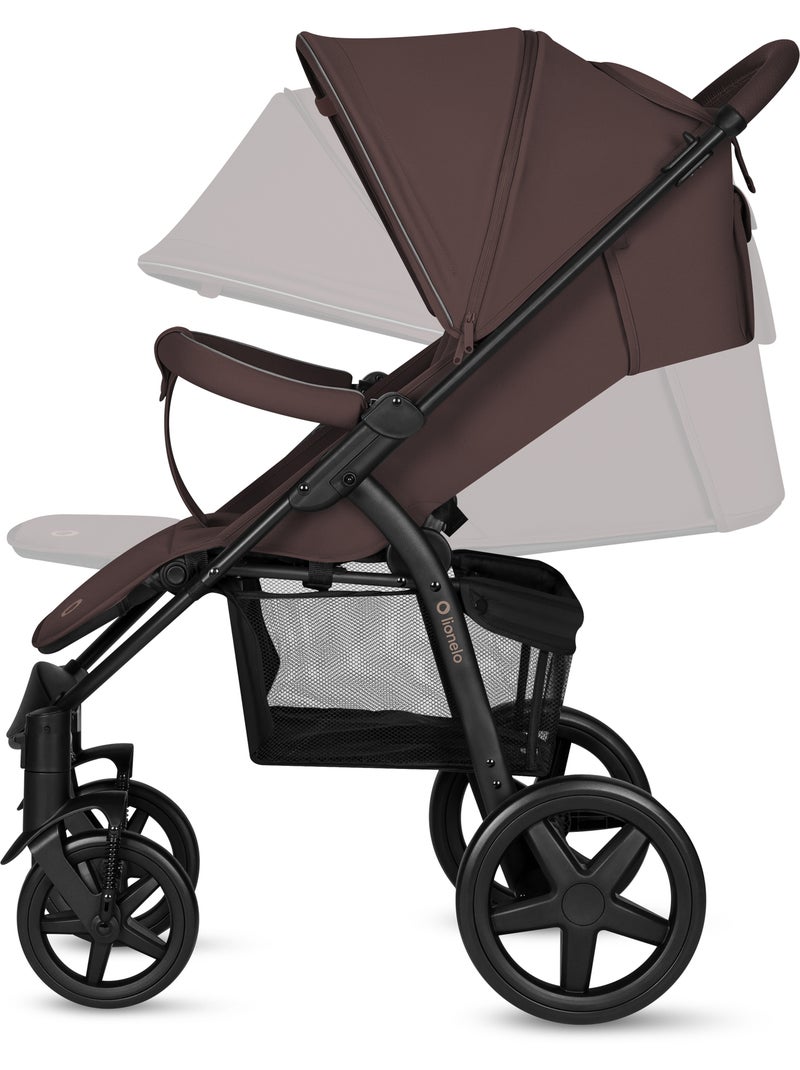 Cochecito todoterreno LIONELO Annet Plus - Hasta 22 kg - Ruedas grandes - Accesorios Marrón chocolate - Kiabi