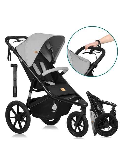 Cochecito todoterreno LIONELO Azura - Deportivo - Hasta 22 kg - Doble freno - Bomba incluida - Kiabi