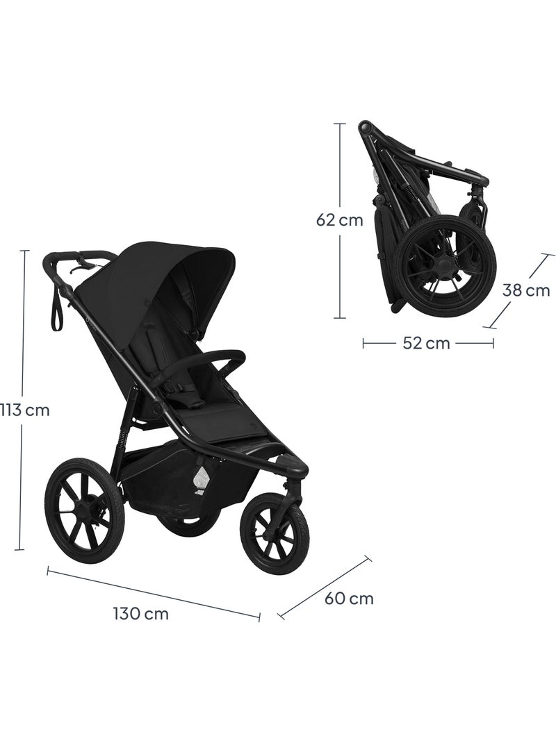 Cochecito todoterreno LIONELO Azura - Deportivo - Hasta 22 kg - Doble freno - Bomba incluida Negro - Kiabi