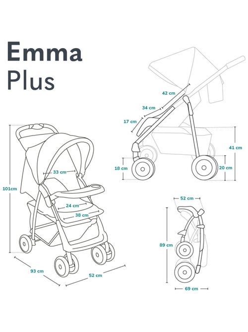 Cochecito todoterreno LIONELO Emma - 6-36 meses - Bolso incluido - Plegado rápido - Kiabi
