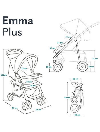 Cochecito todoterreno LIONELO Emma - 6-36 meses - Bolso incluido - Plegado rápido