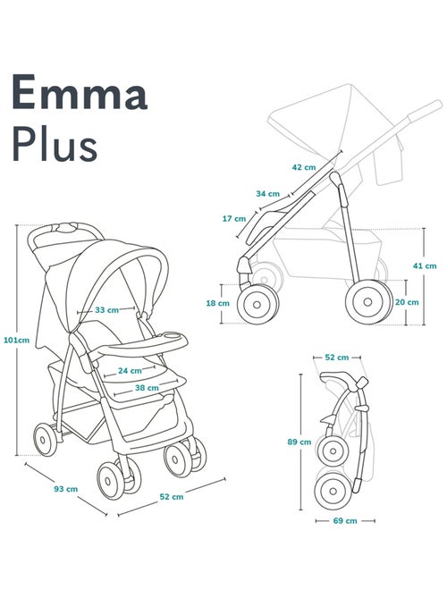 Cochecito todoterreno LIONELO Emma - 6-36 meses - Bolso incluido - Plegado rápido - Kiabi