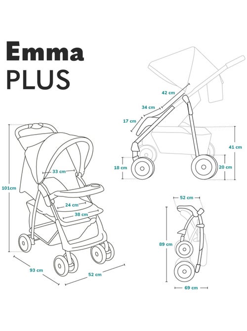 Cochecito todoterreno LIONELO Emma - 6-36 meses - Bolso incluido - Plegado rápido - Kiabi