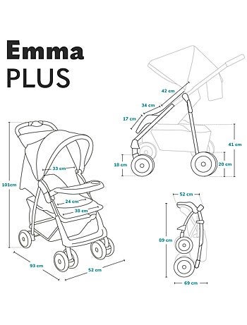 Cochecito todoterreno LIONELO Emma - 6-36 meses - Bolso incluido - Plegado rápido