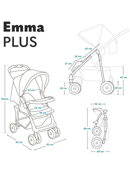 Cochecito todoterreno LIONELO Emma - 6-36 meses - Bolso incluido - Plegado rápido - Kiabi