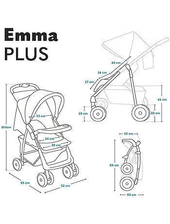Cochecito todoterreno LIONELO Emma - 6-36 meses - Bolso incluido - Plegado rápido